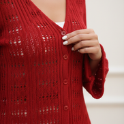 Women's Crochet Knit Long Cardigan
