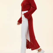 Women's Crochet Knit Long Cardigan