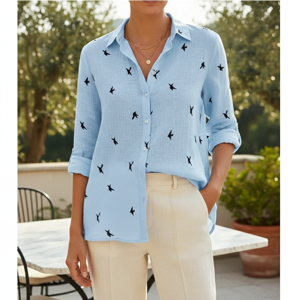 Women's Cotton Linen Button Blouse