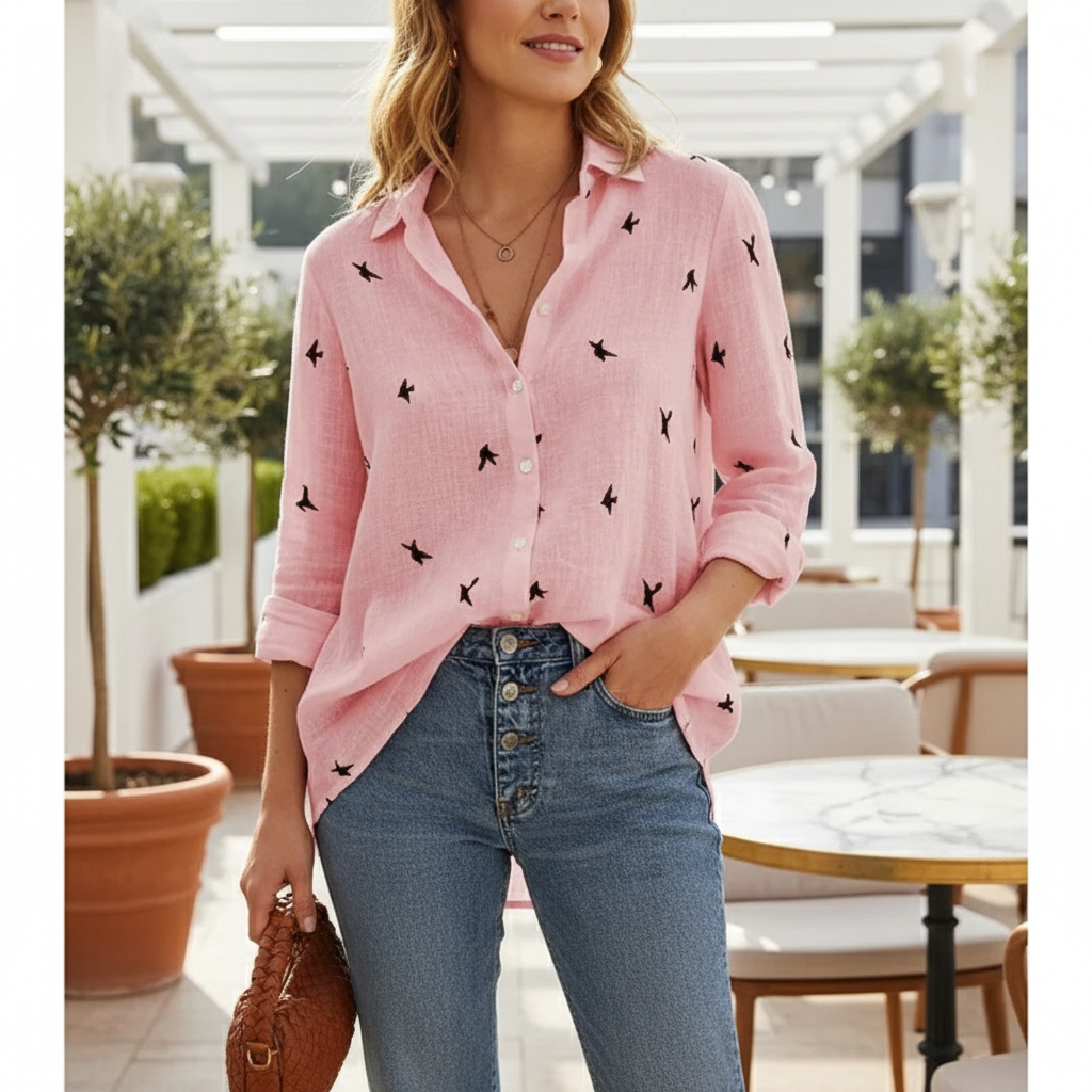 Women's Cotton Linen Button Blouse