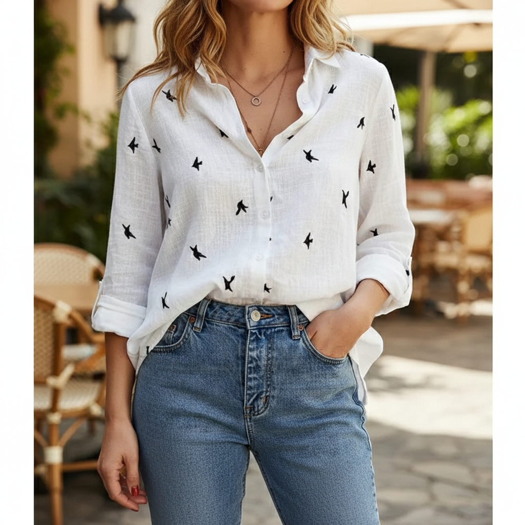 Women's Cotton Linen Button Blouse