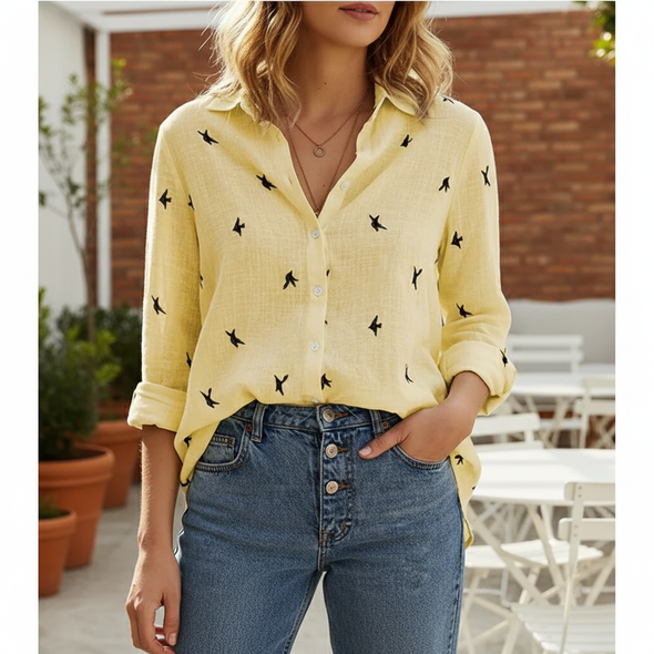 Women's Cotton Linen Button Blouse