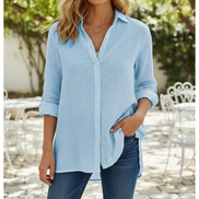 Women's Cotton Linen Button Blouse