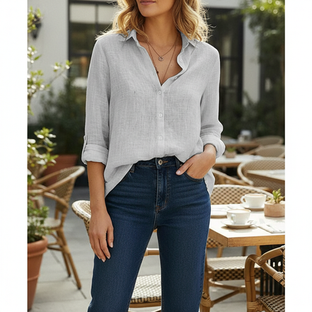 Women's Cotton Linen Button Blouse