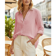 Women's Cotton Linen Button Blouse