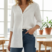 Women's Cotton Linen Button Blouse
