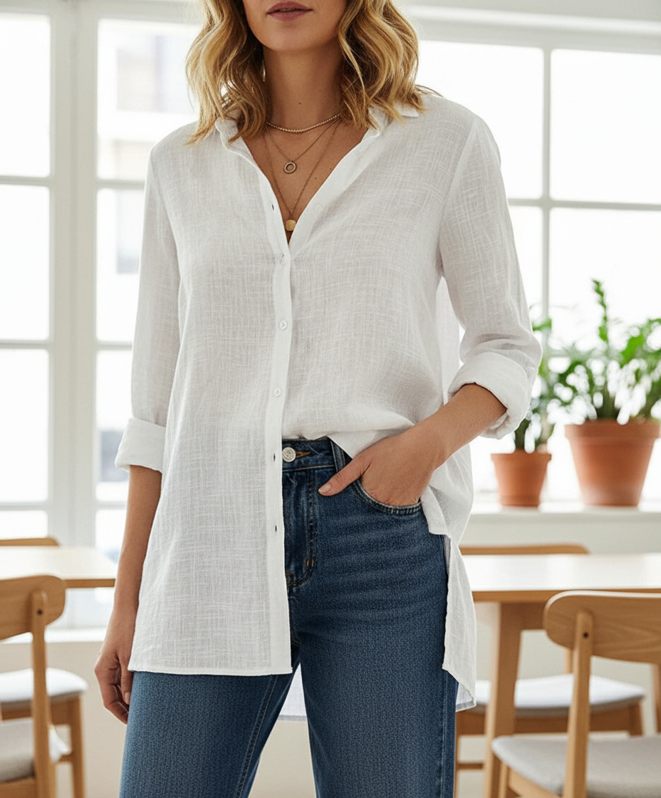 Women's Cotton Linen Button Blouse