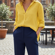 Women's Cotton Linen Button Blouse