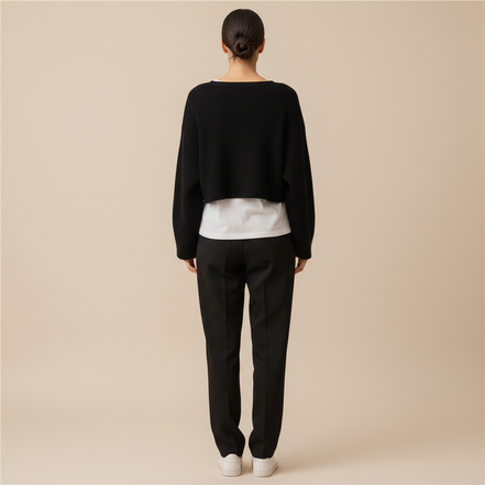 Women's Cropped Knit Y2K Sweater