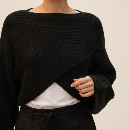 Women's Cropped Knit Y2K Sweater