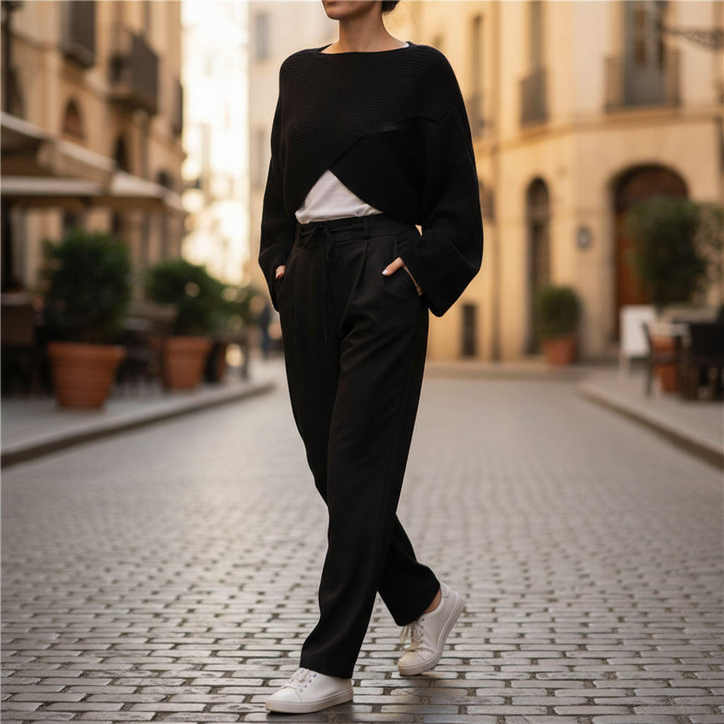 Women's Cropped Knit Y2K Sweater