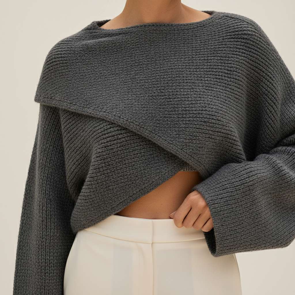 Women's Cropped Knit Y2K Sweater