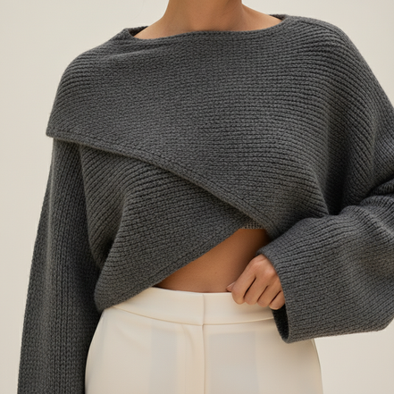 Women's Cropped Knit Y2K Sweater