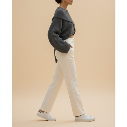 Women's Cropped Knit Y2K Sweater