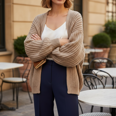 Women's Puff Sleeve Knit Cardigan