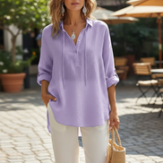 Women's Turn-Down Collar Lace Blouse