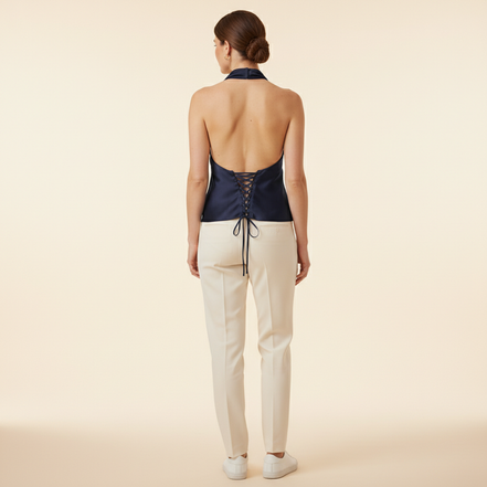 Women's Halter Satin Corset Top