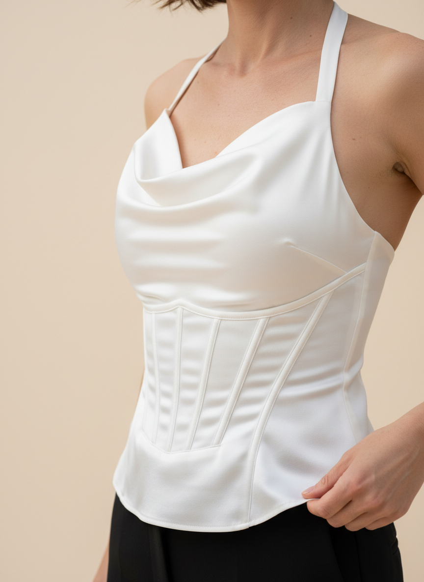 Women's Halter Satin Corset Top