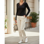 Women's V-Neck Lace T-Shirt