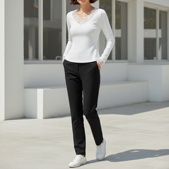 Women's V-Neck Lace T-Shirt