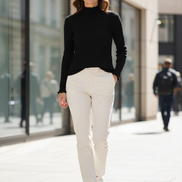 Women's Ruffled Knit Turtleneck Sweater