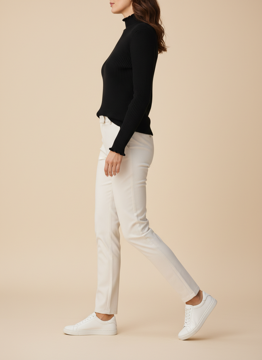 Women's Ruffled Knit Turtleneck Sweater