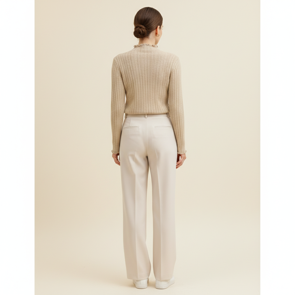 Women's Ruffled Knit Turtleneck Sweater