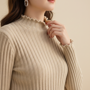 Women's Ruffled Knit Turtleneck Sweater
