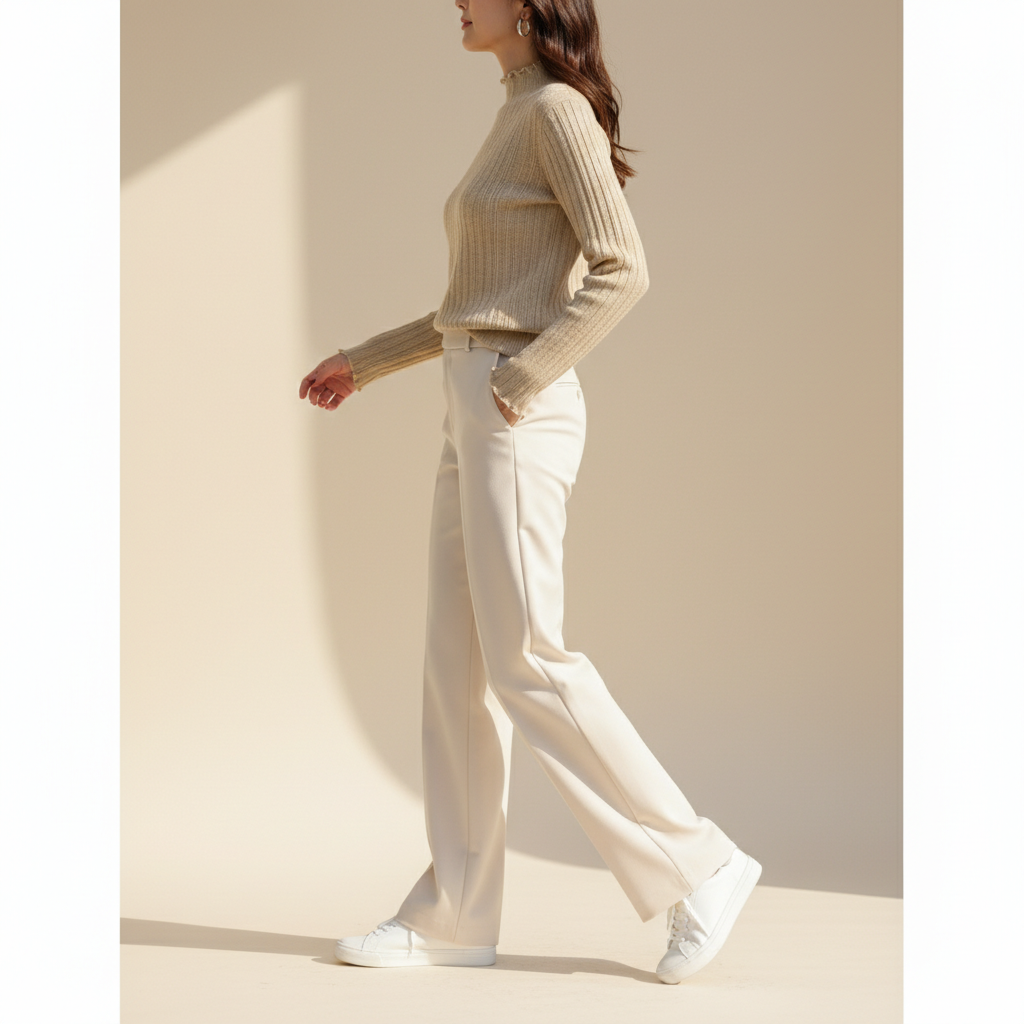 Women's Ruffled Knit Turtleneck Sweater