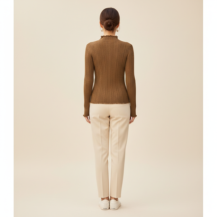 Women's Ruffled Knit Turtleneck Sweater