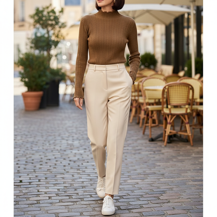 Women's Ruffled Knit Turtleneck Sweater