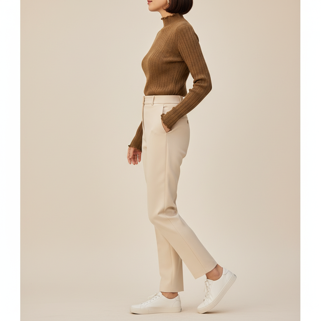 Women's Ruffled Knit Turtleneck Sweater