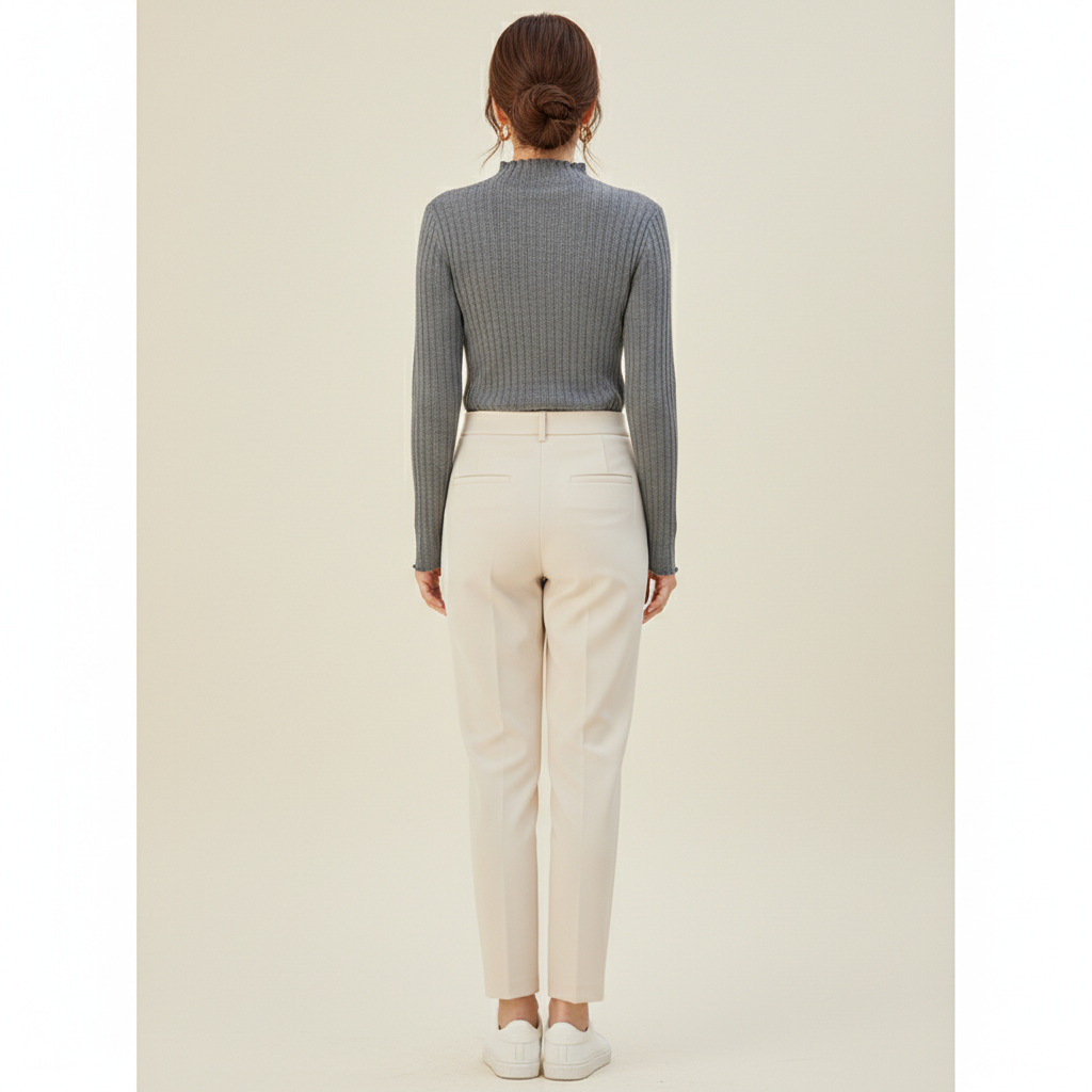 Women's Ruffled Knit Turtleneck Sweater