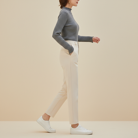 Women's Ruffled Knit Turtleneck Sweater