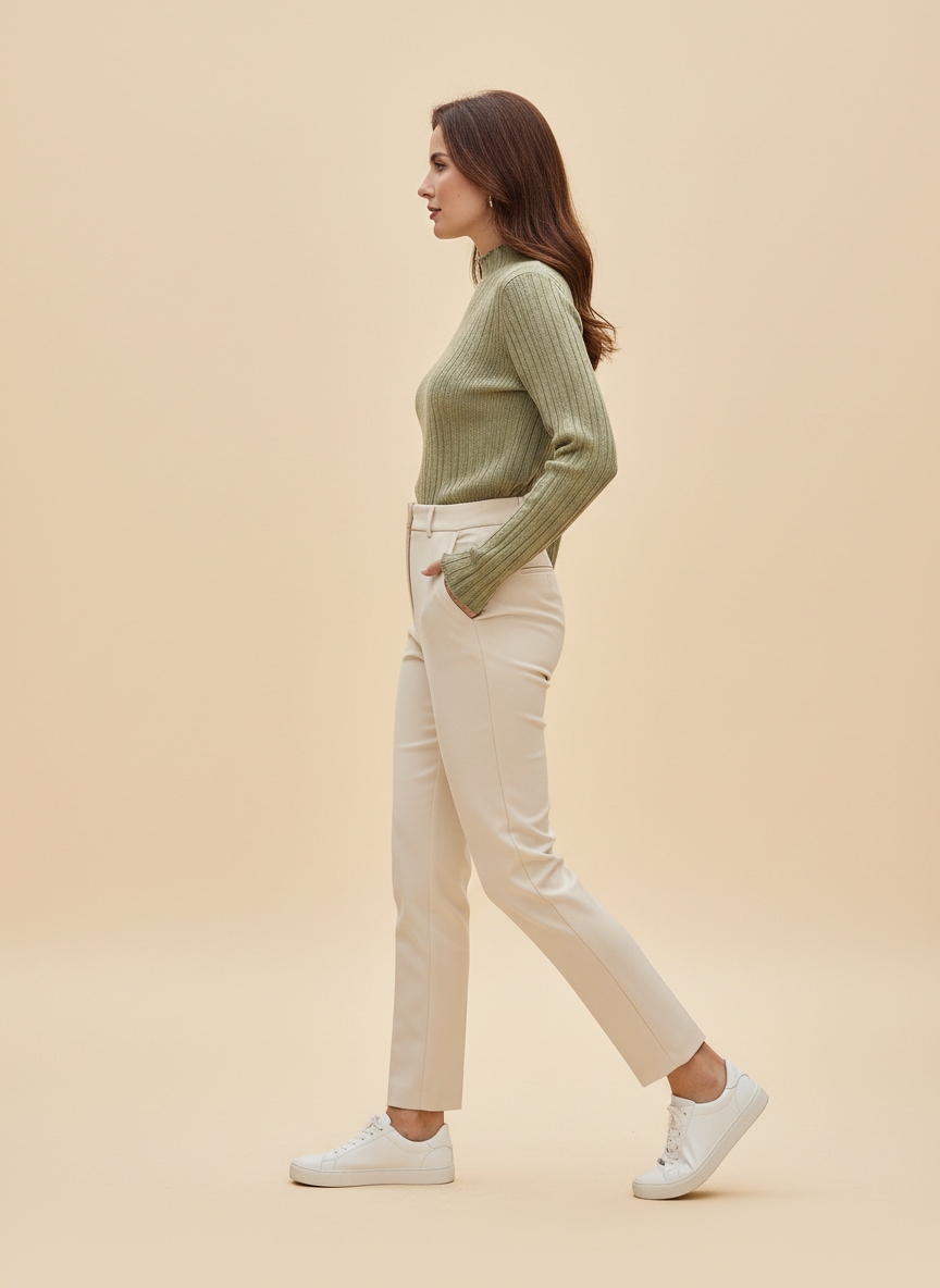 Women's Ruffled Knit Turtleneck Sweater