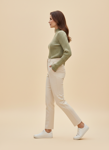 Women's Ruffled Knit Turtleneck Sweater