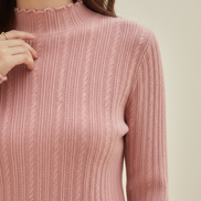 Women's Ruffled Knit Turtleneck Sweater