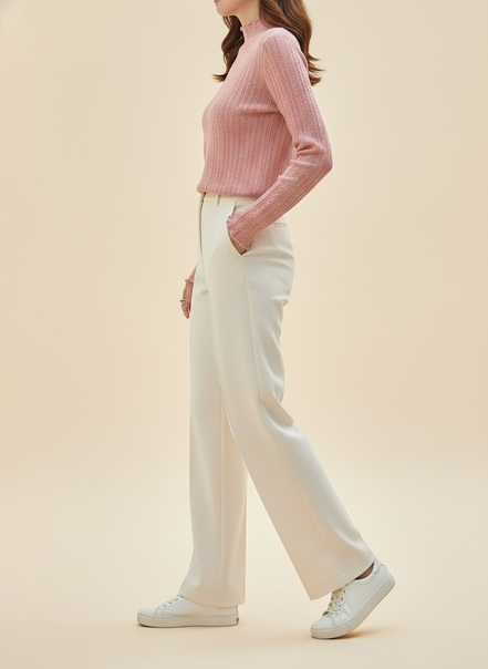 Women's Ruffled Knit Turtleneck Sweater