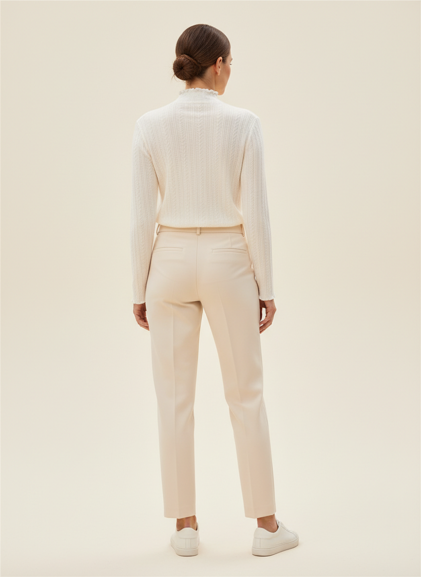 Women's Ruffled Knit Turtleneck Sweater