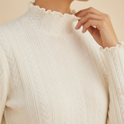 Women's Ruffled Knit Turtleneck Sweater