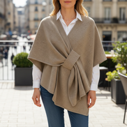 Women's Faux Wool Poncho Shawl