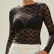 Women's Lace Sheer Long Sleeve Top