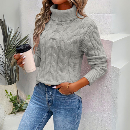 Women's Cable Knit Roll Neck Jumper