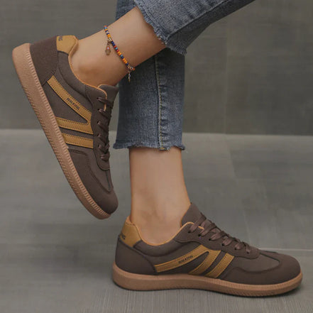 Women's Beige Fabric Sneakers