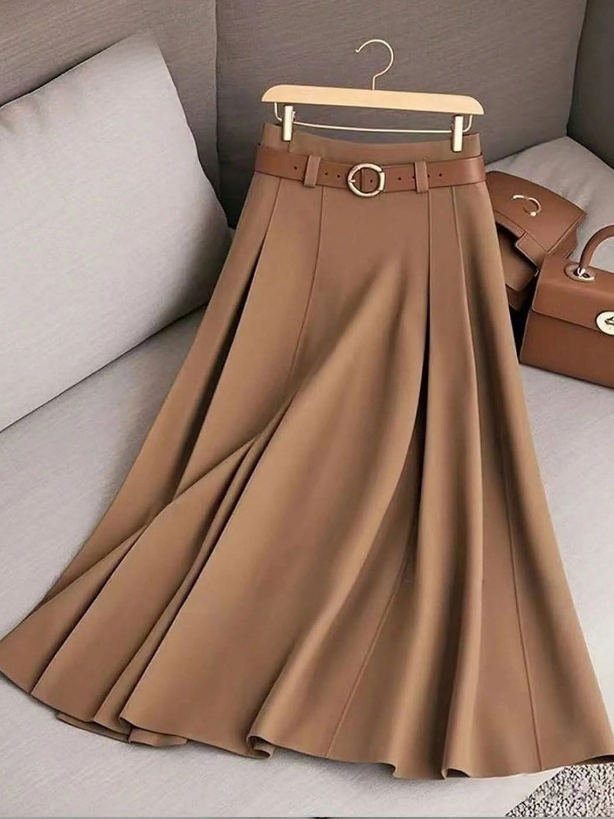 Women's Solid Cotton A-Line Skirt