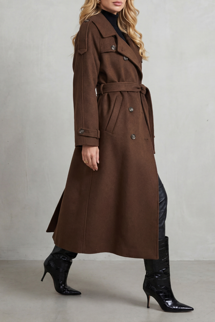 Women's Solid Wool Trench Coat