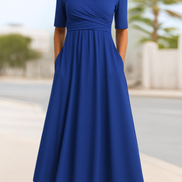 Women's Solid Jersey Crossover Dress