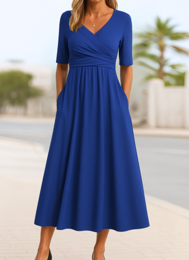 Women's Solid Jersey Crossover Dress
