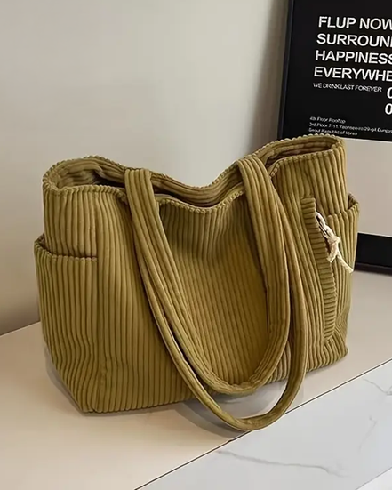 Women's Ribbed Leather Tote Bag