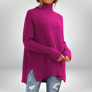 Women's Plain Knit Turtleneck Jumper
